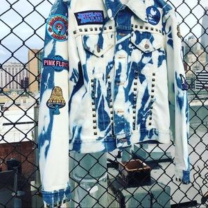 Psychedelic jean jacket (acid rain wash) Medium